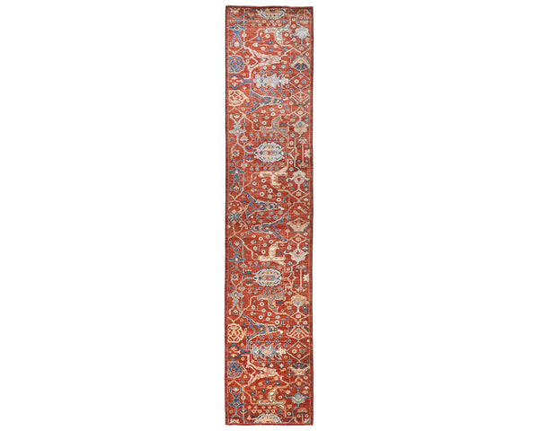 12 Ft Rust Aryana Afghan Hand Knotted Veg Dye Wool Runner Rug